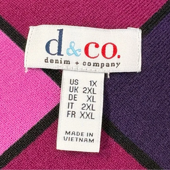 Denim & Co. Bold Colorful Check Print Knit Button Down Tunic Shirt 1X - Picture 4 of 16